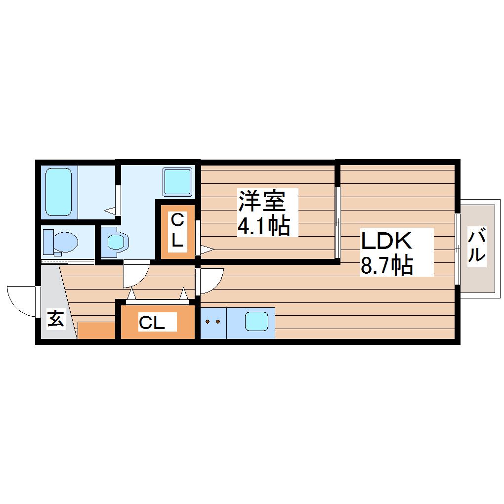 DANARS COURT向山(1LDK/1階)の間取り写真