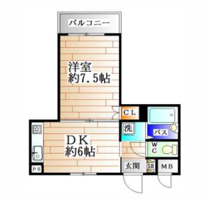 フォールヴィラ板宿(1DK/7階)の間取り写真