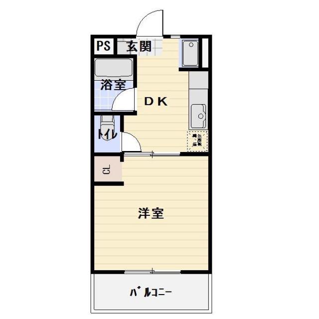 エスポワール(1DK/3階)の間取り写真