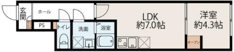 フラット富久町(1LDK/2階)の間取り写真