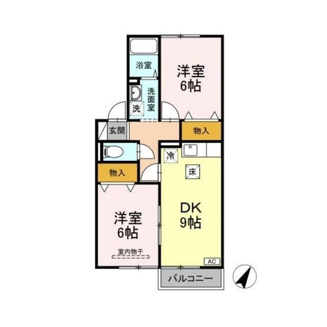 D-ROOMパーシモンフィールド(1LDK/1階)の間取り写真