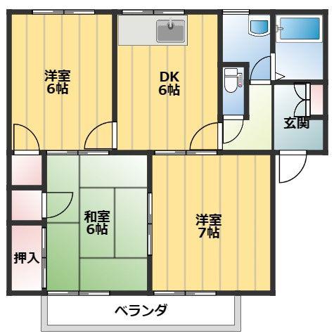リバティSETO 1(3DK/2階)の間取り写真