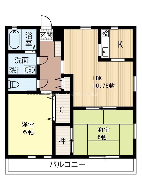 中央ハイツA(2LDK/1階)の間取り写真