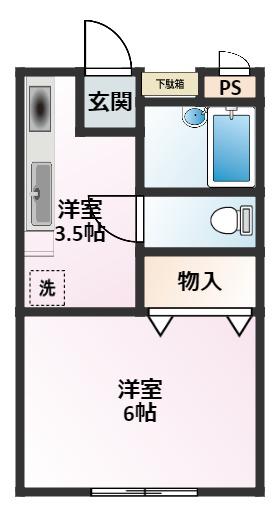 ファームサイド(1K/2階)の間取り写真
