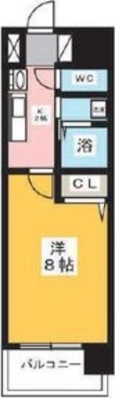 ARTIZA上前津(1K/6階)の間取り写真