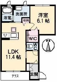 ぽてとB棟(1LDK/1階)の間取り写真