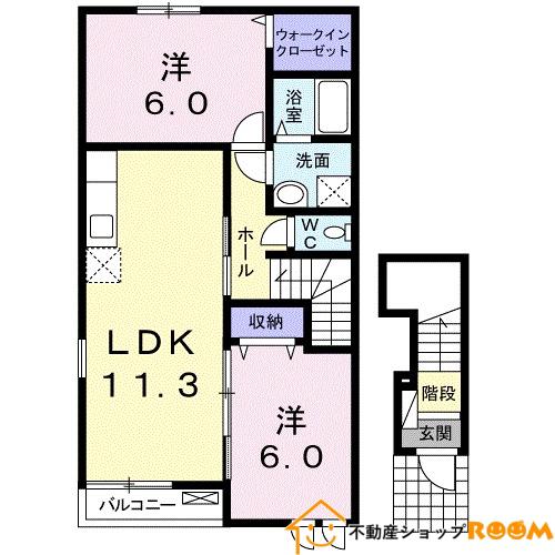 カーサ フェリーチェIII(2LDK/2階)の間取り写真