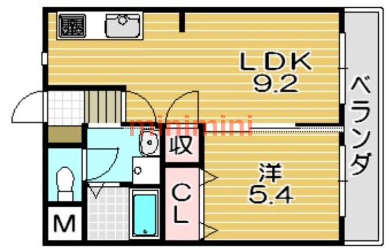 ヴィラコンフォート(1LDK/4階)の間取り写真