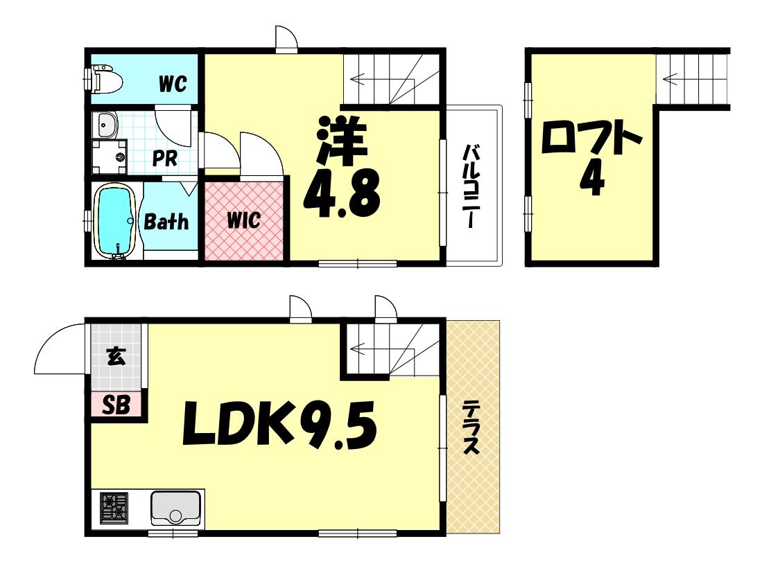 ルミエール(1LDK/1階)の間取り写真