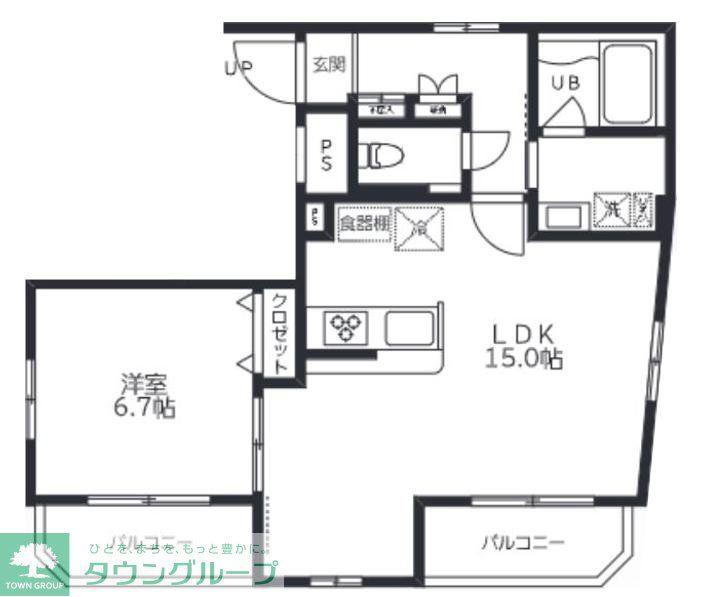 BIENFAIT入谷(1LDK/1階)の間取り写真