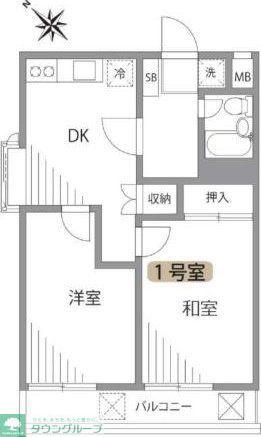 ファミール石川台(2DK/1階)の間取り写真
