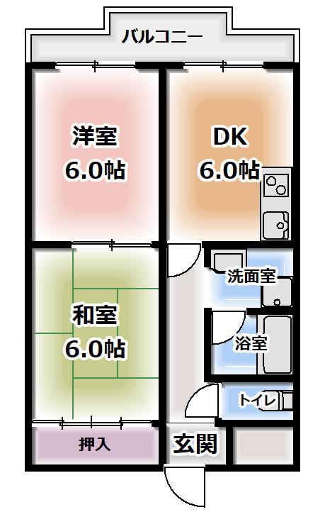 ハイムエクシブ(2DK/2階)の間取り写真