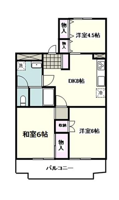 NINETY相模大野(3DK/1階)の間取り写真