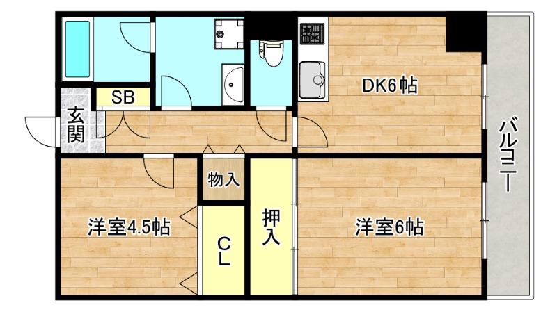 メゾンロワジールKS(2DK/2階)の間取り写真