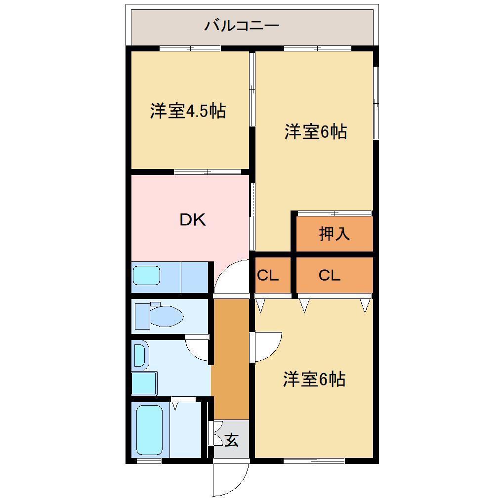 エスポワール(3DK/2階)の間取り写真