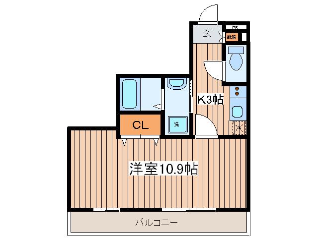 アンブラッセ新検見川(1K/3階)の間取り写真