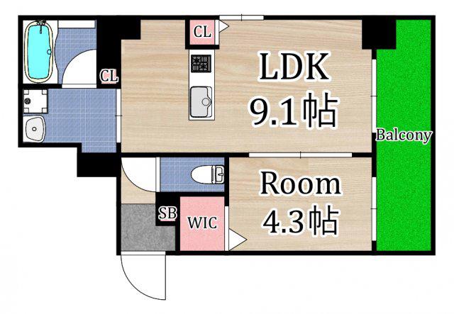 プラチナコート(1LDK/8階)の間取り写真