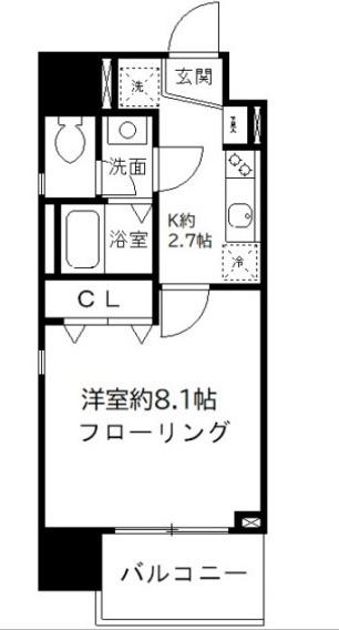 らく万築地ビル(1K/6階)の間取り写真