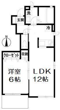 フレシア北町A棟(1LDK/1階)の間取り写真