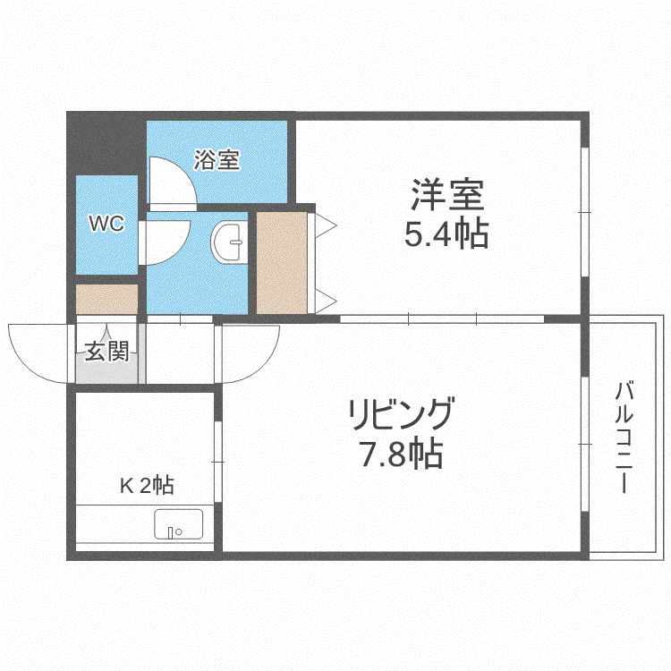 ミュプレ円山公園(1LDK/2階)の間取り写真