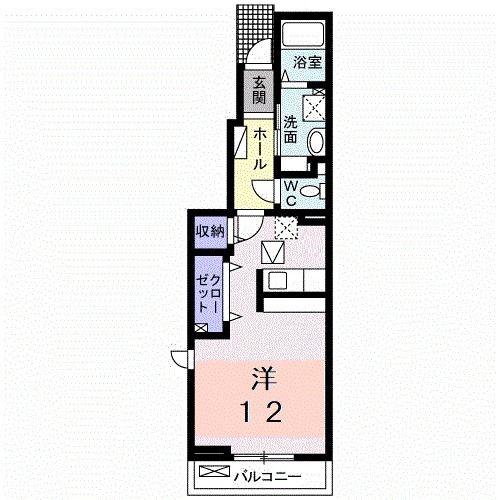 オリンピア美里(ワンルーム/1階)の間取り写真
