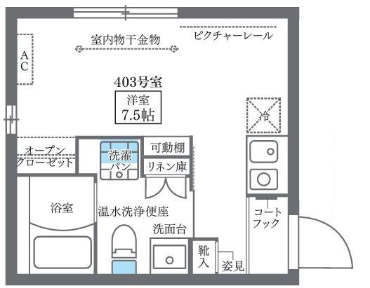 COCOCUBE木場(ワンルーム/4階)の間取り写真