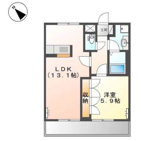 フィエスタ(1LDK/2階)の間取り写真