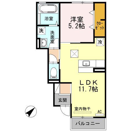D-ROOM CLOVER(1LDK/1階)の間取り写真
