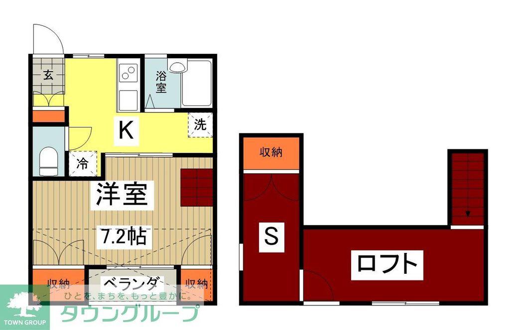アーバンS(1SDK/2階)の間取り写真