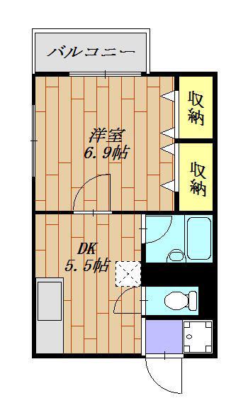 グリーンステージ(1DK/1階)の間取り写真
