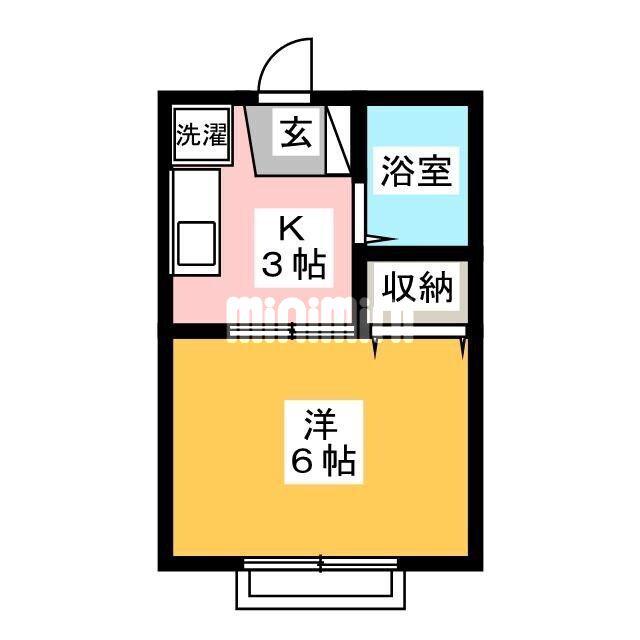 パークサイドハウスA(1K/1階)の間取り写真