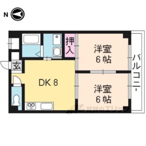 アーバンハイツ高辻(2DK/5階)の間取り写真