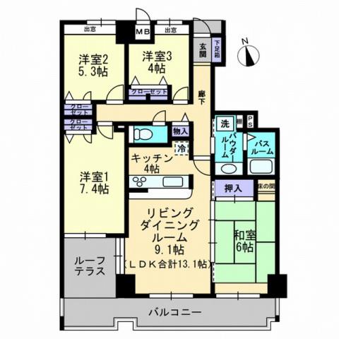 アルファステイツ高須(4LDK/13階)の間取り写真
