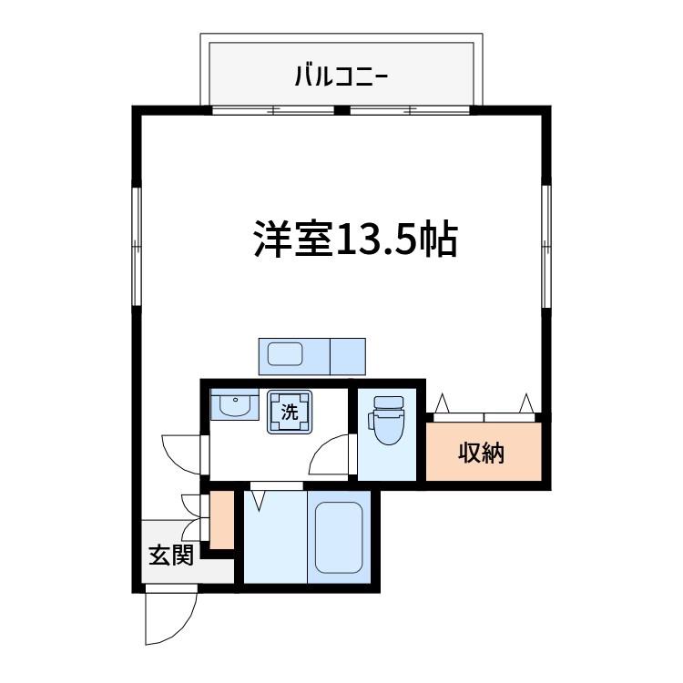 ウィング(ワンルーム/2階)の間取り写真