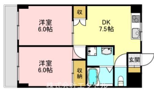 栗原ビル(2DK/2階)の間取り写真