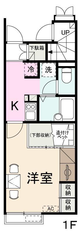 アヴニール元山(1K/1階)の間取り写真
