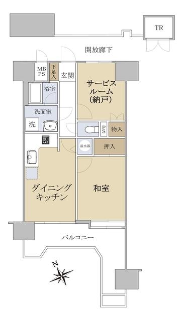 ライオンズマンション本町第二(1SDK/9階)の間取り写真