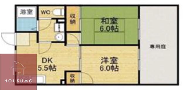 エール五月が丘南(2DK/2階)の間取り写真