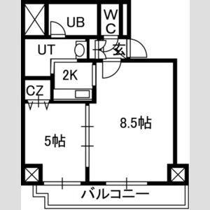 TREASURE COURTA(1LDK/5階)の間取り写真