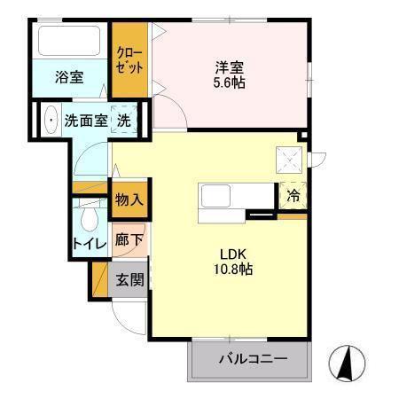 AMOUR(1LDK/1階)の間取り写真