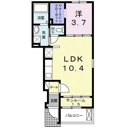 スプレンデール I(1LDK/1階)の間取り写真