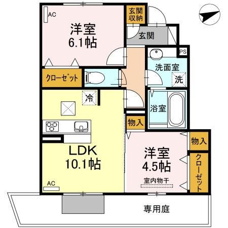 サニーハウスII(2LDK/1階)の間取り写真