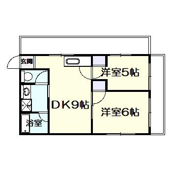 六高台ハイツ(2DK/3階)の間取り写真
