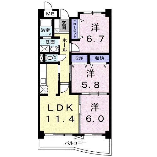 グランドレジデンス(3LDK/3階)の間取り写真