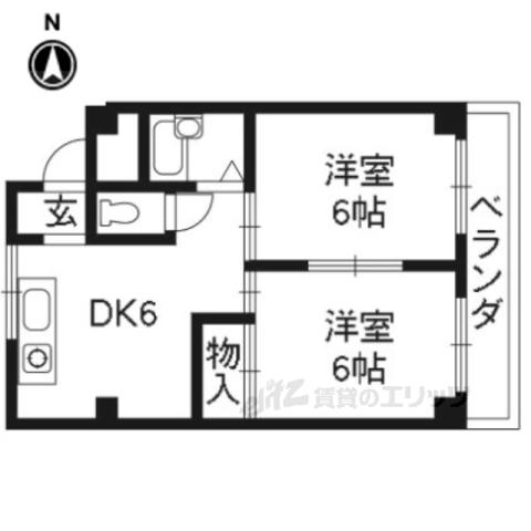 カトウ第1ビル(2DK/2階)の間取り写真