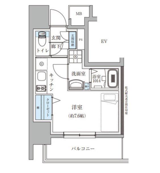 TENAS瑞穂通(ワンルーム/10階)の間取り写真
