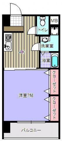 グリーンヒルズ(1DK/3階)の間取り写真