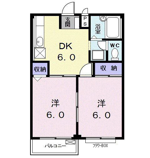 グリーンハイツ五反田2(2DK/1階)の間取り写真