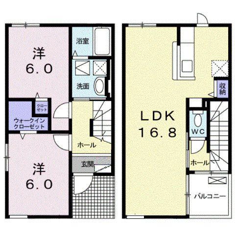 クリアネス III(2LDK/1階)の間取り写真