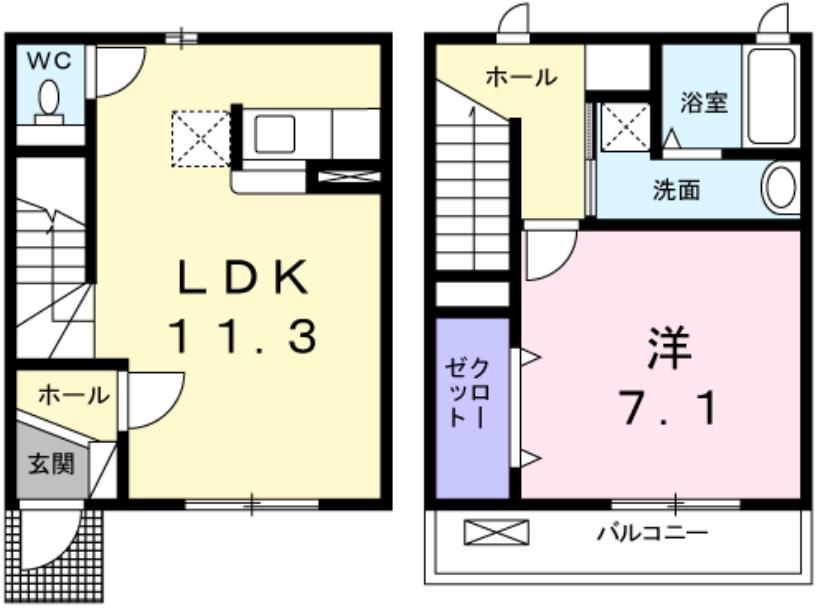 プレジール(1LDK/1階)の間取り写真